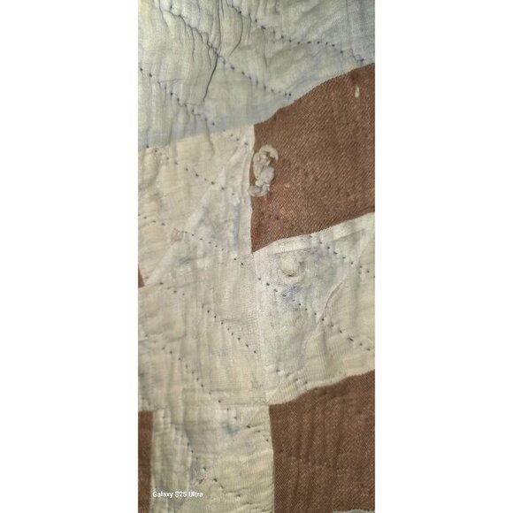 Antique Quilt Handmade Patchwork 70"x66" Multicolor Geometric Design Cotton READ - Picture 8 of 16